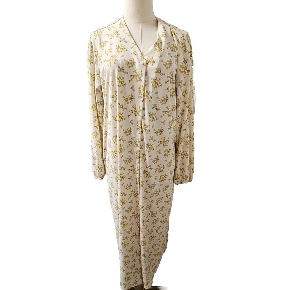 Uniqlo Joy Of Print Cath Kidston Floral Button Maxi Dress Womens Medium Yellow